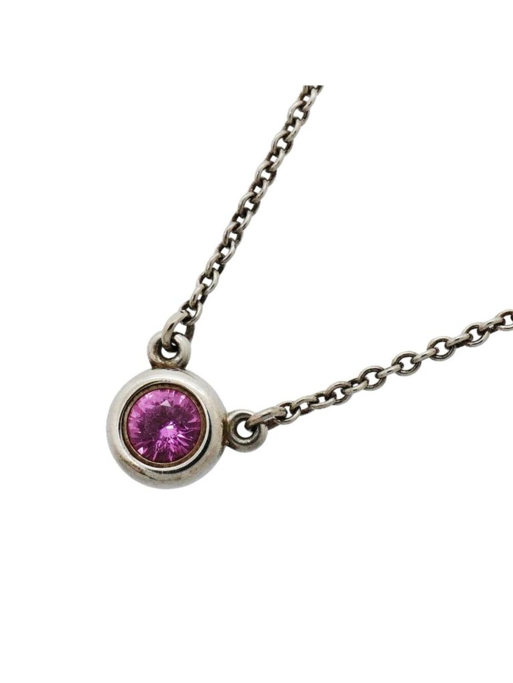 Tiffany & Co Necklace by the Yard 925 Sterling Silver Pink Sapphire